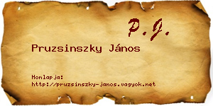 Pruzsinszky János névjegykártya